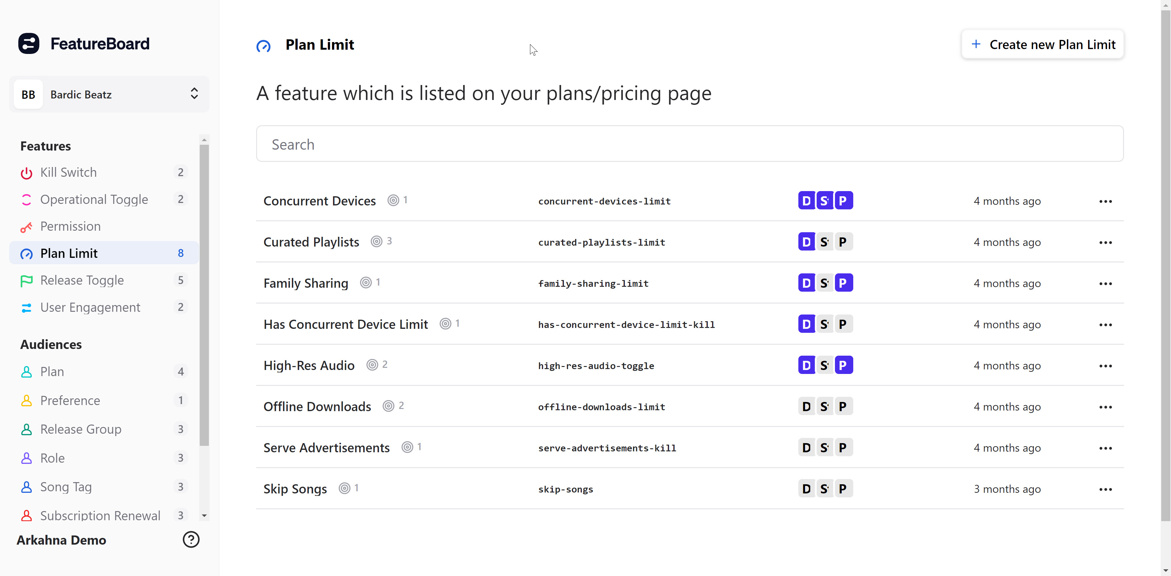 featureboard plan limits